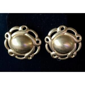 Collectable Anne Kline Earrings Beautiful Matt‎ Gold Color Marked Jewelry